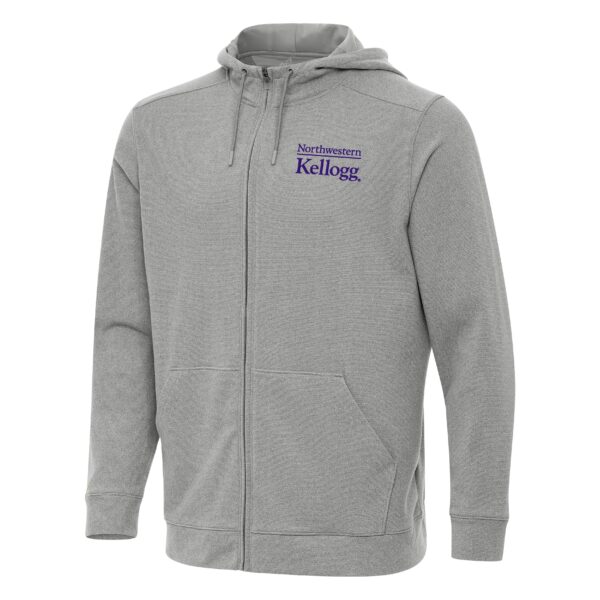 Northwestern I Kellogg Antigua Men's Effortless Supersoft Grey Heather FZ Hood -2