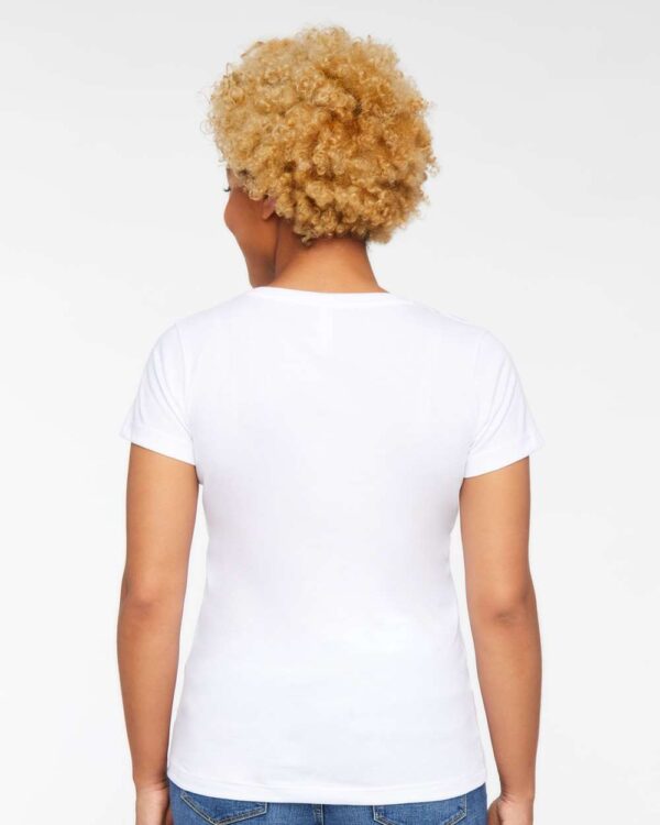 Northwestern University Wildcats Women's MV LAT Fine Jersey Lilac-Lavender V-Neck Tee Shirt with One Color Northwestern Arch Design - Image 4