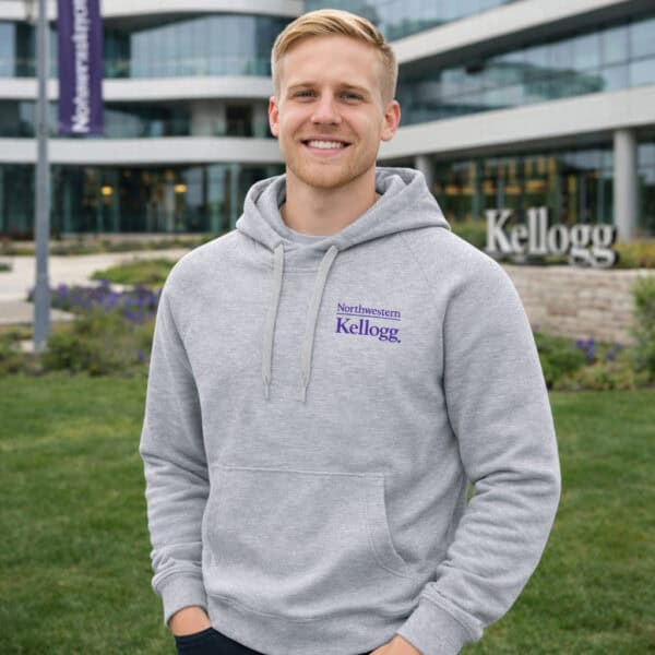 Northwestern I Kellogg Antigua Men's Victory Grey Heather Pullover Hood