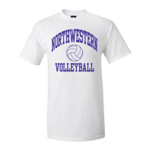 Northwestern University Wildcats Men's MV White Classic Tee with Northwestern Volleyball Design