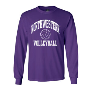 Northwestern University Wildcats Men's MV Purple Classic Long Sleeve Tee with Northwestern Volleyball Design