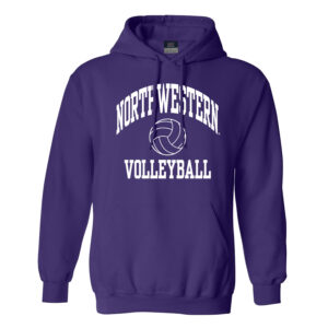 Northwestern University Wildcats Men's MV Fundamental Fleece Purple Hooded Sweatshirt with Northwestern Volleyball Design
