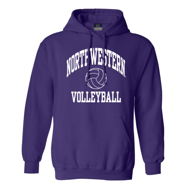 Northwestern University Wildcats Men's MV Fundamental Fleece Purple Hooded Sweatshirt with Northwestern Volleyball Design