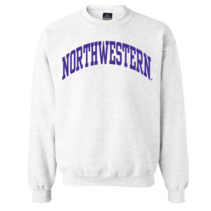 Northwestern University Wildcats Men's MV Fundamental Fleece Marble Heather Crewneck Sweatshirt with One Color Arch Design