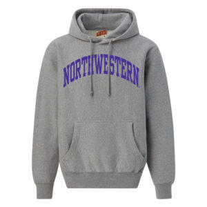 Northwestern University Wildcats Men's MV Super-Heavy Pro-Weave Fleece Graphite Hooded Sweatshirt with One Color Arch Design in Purple