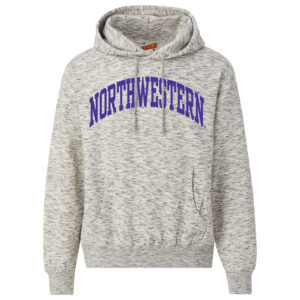 Northwestern University Wildcats Men's MV Super-Heavy Pro-Weave Fleece Salt & Pepper Hooded Sweatshirt with One Color Arch Design
