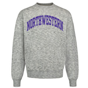 Northwestern University Wildcats Men's MV Pro-Weave Super-Heavy Salt & Pepper Crewneck Sweatshirt with One Color Arch Design