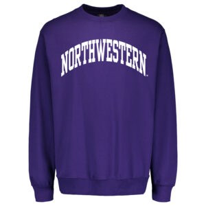 Northwestern University Wildcats Men's MV Fundamental Fleece Purple Crewneck Sweatshirt with One Color Arch Design