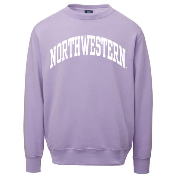 Northwestern University Wildcats Men's MV Fundamental Stardust (Lilac-Lavender) Purple Crewneck Sweatshirt with One Color Arch Design