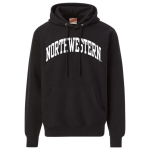 Northwestern University Wildcats Men's MV Super-Heavy Pro-Weave Fleece Black Hooded Sweatshirt with One Color Arch Design