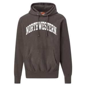 Northwestern University Wildcats Men's MV Super-Heavy Pro-Weave Fleece Charcoal Hooded Sweatshirt with One Color Arch Design