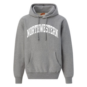 Northwestern University Wildcats Men's MV Super-Heavy Pro-Weave Fleece Graphite Hooded Sweatshirt with One Color Arch Design in White