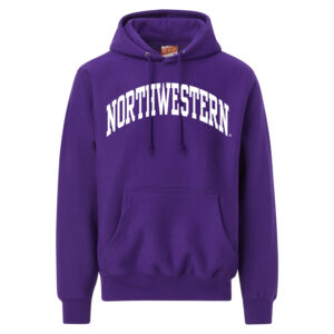Northwestern University Wildcats Men's MV Super-Heavy Pro-Weave Fleece Purple Hooded Sweatshirt with One Color Arch Design