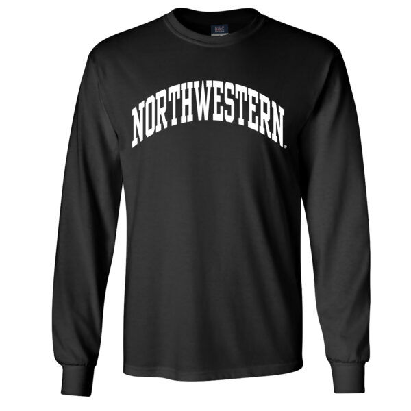 Northwestern University Wildcats Men's MV Black Classic Long Sleeve Tee with One Color Arch Design