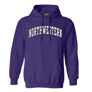 Northwestern University Wildcats Men's MV Fundamental Fleece Purple Hooded Sweatshirt with Two Color Arch Design