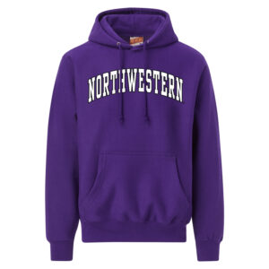 Northwestern University Wildcats Men's MV Super-Heavy Pro-Weave Fleece Purple Hooded Sweatshirt with Two Color Arch Design
