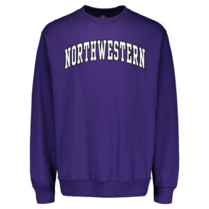 Northwestern University Wildcats Men's MV Pro-Weave Super-Heavy Purple Crewneck Sweatshirt with Two Color Arch Design