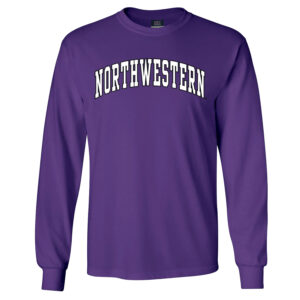 Northwestern University Wildcats Men's MV Purple Classic Long Sleeve Tee with Two Color Arch Design