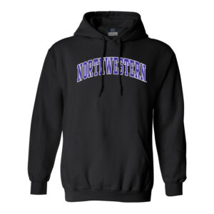 Northwestern University Wildcats Men's MV Fundamental Fleece Black Hooded Sweatshirt with Two Color Arch Design