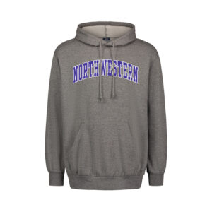 Northwestern University Wildcats Men's MV Fundamental Fleece Graphite Hooded Sweatshirt with Two Color Arch Design