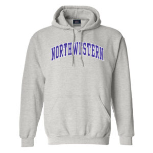 Northwestern University Wildcats Men's MV Fundamental Fleece Marble Heather Hooded Sweatshirt with Two Color Arch Design