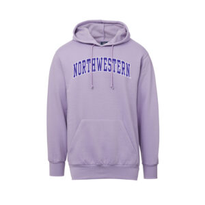 Northwestern University Wildcats Men's MV Fundamental Fleece Lilac-Lavender Hooded Sweatshirt with Two Color Arch Design