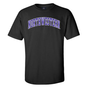 Northwestern University Wildcats Men's MV Black Classic Tee with Two Color Arch Design