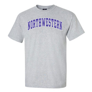 Northwestern University Wildcats Men's MV Heather Grey Classic Tee with Two Color Arch Design