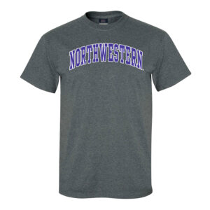 Northwestern University Wildcats Men's MV Charcoal Heather Classic Tee with Two Color Arch Design