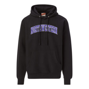 Northwestern University Wildcats Men's MV Super-Heavy Pro-Weave Fleece Black Hooded Sweatshirt with Two Color Arch Design