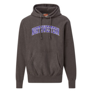 Northwestern University Wildcats Men's MV Super-Heavy Pro-Weave Fleece Charcoal Hooded Sweatshirt with Two Color Arch Design