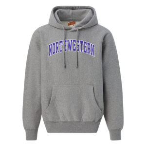 Northwestern University Wildcats Men's MV Super-Heavy Pro-Weave Fleece Graphite Hooded Sweatshirt with Two Color Arch Design