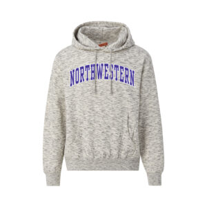 Northwestern University Wildcats Men's MV Super-Heavy Pro-Weave Fleece Salt & Pepper Hooded Sweatshirt with Two Color Arch Design