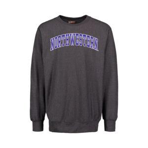 Northwestern University Wildcats Men's MV Pro-Weave Super-Heavy Charcoal Crewneck Sweatshirt with Two Color Arch Design