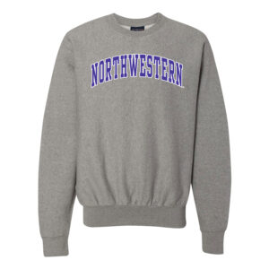 Northwestern University Wildcats Men's MV Pro-Weave Super-Heavy Graphite Crewneck Sweatshirt with Two Color Arch Design