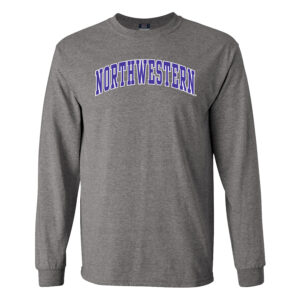 Northwestern University Wildcats Men's MV Graphite Classic Long Sleeve Tee with Two Color Arch Design