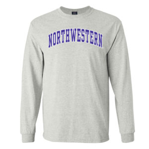 Northwestern University Wildcats Men's MV Marble Heather Classic Long Sleeve Tee with Two Color Arch Design