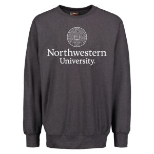 Northwestern University Wildcats Men's MV Pro-Weave Super-Heavy Charcoal Crewneck Sweatshirt with Seal Design