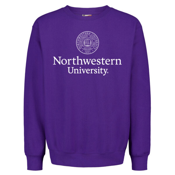 Northwestern University Wildcats Men's MV Pro-Weave Super-Heavy Purple Crewneck Sweatshirt with Seal Design