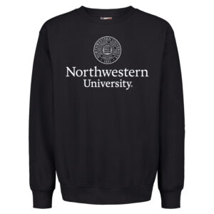 Northwestern University Wildcats Men's MV Pro-Weave Super-Heavy Black Crewneck Sweatshirt with Seal Design