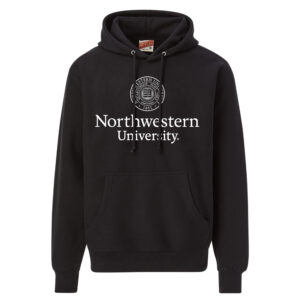 Northwestern University Wildcats Men's MV Super-Heavy Pro-Weave Fleece Black Hooded Sweatshirt with Seal Design