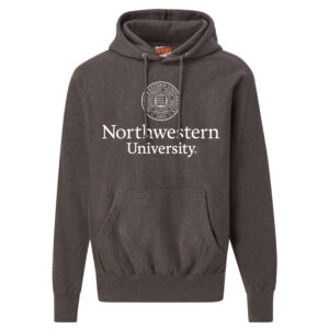 Northwestern University Wildcats Men's MV Super-Heavy Pro-Weave Fleece Charcoal Hooded Sweatshirt with Seal Design in White
