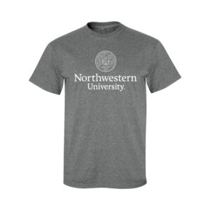 Northwestern University Wildcats Men's MV Graphite Classic Tee with Seal Design in White