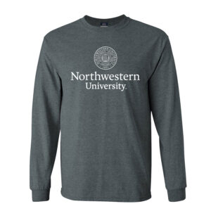 Northwestern University Wildcats Men's MV Charcoal Heather Classic Long Sleeve Tee with Seal Design