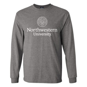Northwestern University Wildcats Men's MV Graphite Classic Long Sleeve Tee with Seal Design in White