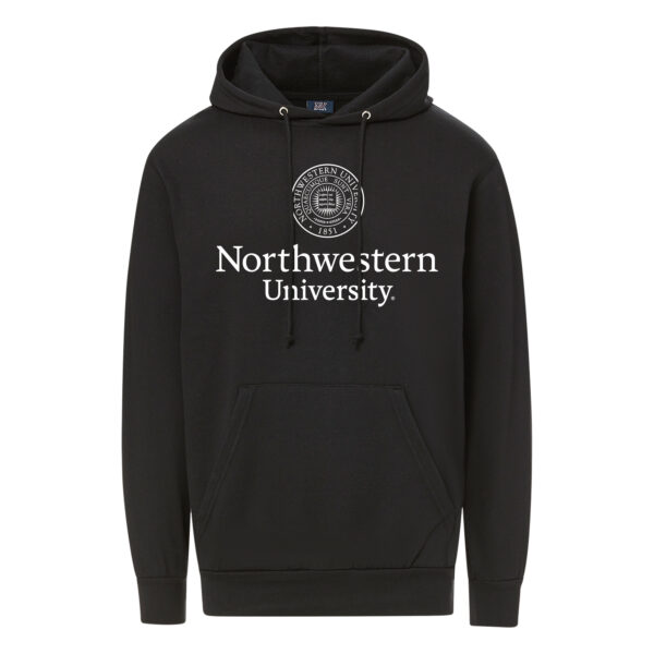 Northwestern University Wildcats Men's MV Fundamental Fleece Black Hooded Sweatshirt with Seal Design