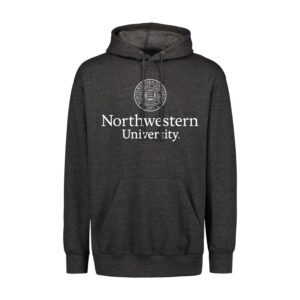 Northwestern University Wildcats Men's MV Fundamental Fleece Charcoal Heather Hooded Sweatshirt with Seal Design