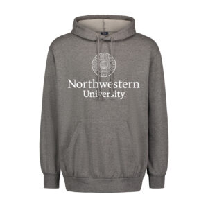 Northwestern University Wildcats Men's MV Fundamental Fleece Graphite Hooded Sweatshirt with Seal Design in White