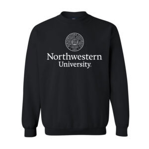 Northwestern University Wildcats Men's MV Fundamental Fleece Black Crewneck Sweatshirt with Seal Design