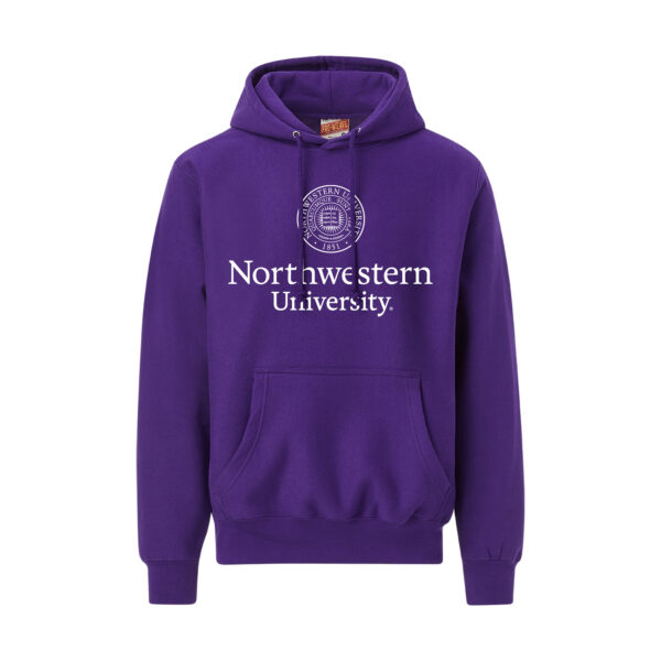 Northwestern University Wildcats Men's MV Super-Heavy Pro-Weave Fleece Purple Hooded Sweatshirt with Seal Design